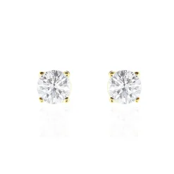 Boucles D'oreilles Puces 4 Griffes Or Jaune Diamant Synthetique-Histoire d'Or Best