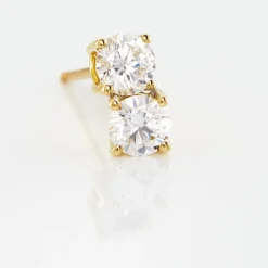 Boucles D'oreilles Puces 4 Griffes Or Jaune Diamant Synthetique-Histoire d'Or Best