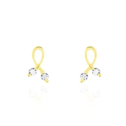 Histoire d'Or Boucles D'oreilles Puces Alvina Ruban Or Jaune Oxyde De Zirconium