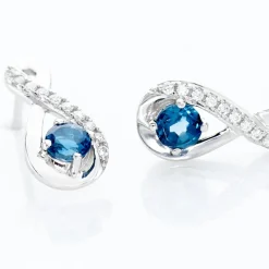 Boucles D'oreilles Puces Augusta Or Blanc Topaze Et Oxyde De Zirconium-Histoire d'Or Hot