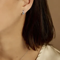 Boucles D'oreilles Puces Augusta Or Blanc Topaze Et Oxyde De Zirconium-Histoire d'Or Hot