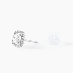 Boucles D'oreilles Puces Adrienne Or Blanc Oxyde De Zirconium-Histoire d'Or Discount