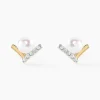 Boucles D'oreilles Puces Aric Or Jaune Perle De Culture Oxyde-Histoire d'Or Discount