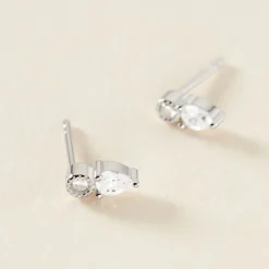 Boucles D'oreilles Puces Argent Blanc Delya Oxyde De Zirconium-Histoire d'Or Online