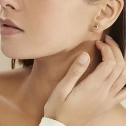 Histoire d'Or Boucles D'oreilles Puces Argent Blanc Joude Ambre