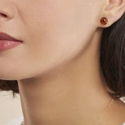 Boucles D'oreilles Puces Argent Blanc Brunhilld Ambre-Histoire d'Or Discount