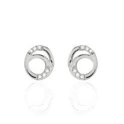 Boucles D'oreilles Puces Annea Argent Blanc Oxyde De Zirconium-Histoire d'Or New