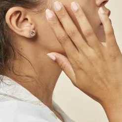 Boucles D'oreilles Puces Annea Argent Blanc Oxyde De Zirconium-Histoire d'Or New