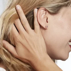 Boucles D'oreilles Puces Abelinia Plaqué Or Jaune Oxyde De Zirconium-Histoire d'Or Sale