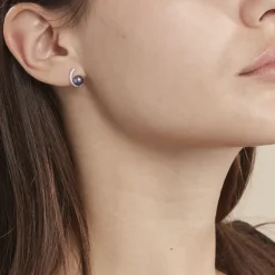 Histoire d'Or Boucles D'oreilles Puces Anais Or Blanc Perle De Culture Et Oxyde