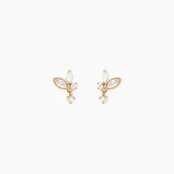 Boucles D'Oreilles Puces Aurena Plaque Or Jaune Oxyde De Zirconium-Histoire d'Or Discount
