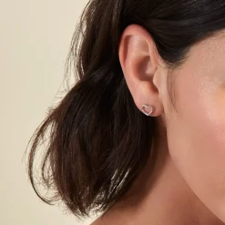 Histoire d'Or Boucles D'oreilles Puces Amerigo Argent Blanc