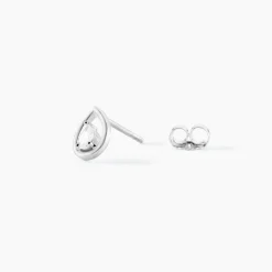 Boucles D'oreilles Puces Argent Blanc Temusio Oxydes De Zirconium-Histoire d'Or Clearance
