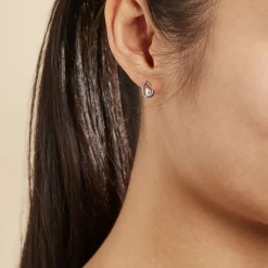 Boucles D'oreilles Puces Argent Blanc Temusio Oxydes De Zirconium-Histoire d'Or Clearance