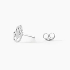 Histoire d'Or Boucles D'oreilles Puces Abby Argent Blanc