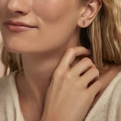 Histoire d'Or Boucles D'oreilles Puces Abby Argent Blanc