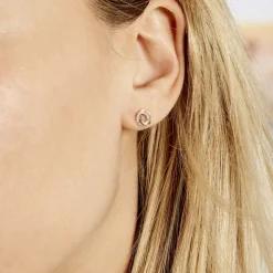 Histoire d'Or Boucles D'oreilles Puces Amaiur Or Tricolore Oxydes De Zirconium