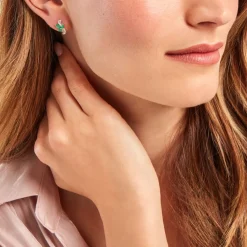 Histoire d'Or Boucles D'oreilles Puces Angie Or Jaune Emeraude Diamant