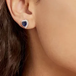 Boucles D'oreilles Puces Argent Blanc Sphinx Pierres-Histoire d'Or Outlet