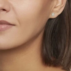 Boucles D'oreilles Puces Astre Argent Blanc-Histoire d'Or New