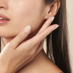 Histoire d'Or Boucles D'oreilles Puces Anne-maudae Double Coeurs Or Bicolore