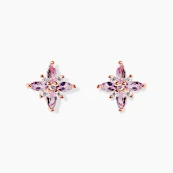 Histoire d'Or Boucles D'oreilles Puces Anabele Or Rose Amethyste Oxyde