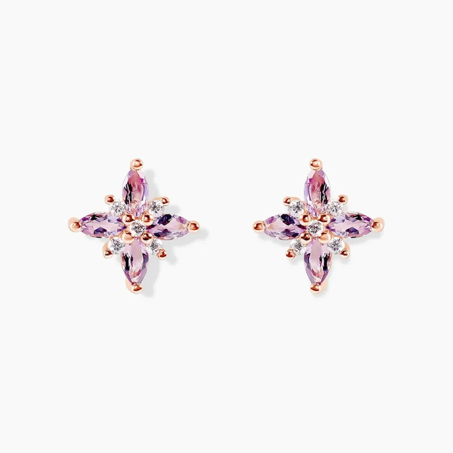 Histoire d'Or Boucles D'oreilles Puces Anabele Or Rose Amethyste Oxyde