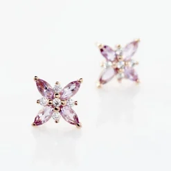 Histoire d'Or Boucles D'oreilles Puces Anabele Or Rose Amethyste Oxyde