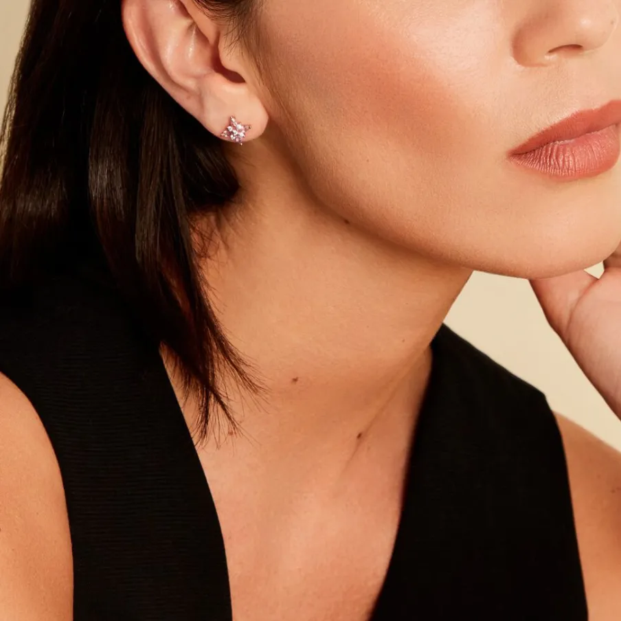 Histoire d'Or Boucles D'oreilles Puces Anabele Or Rose Amethyste Oxyde