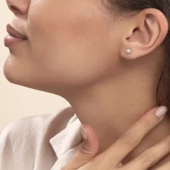 Histoire d'Or Boucles D'oreilles Puces Ayana Argent Blanc