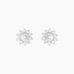 Histoire d'Or Boucles D'oreilles Puces Argent Blanc Cheri Perle De Culture Oxydes