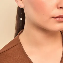 Boucles D'oreilles Puces Argane Argent Blanc Oxyde De Zirconium-Histoire d'Or New