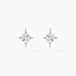 Boucles D'oreilles Puces Astre Precieux Argent Blanc Oxyde-Histoire d'Or Hot