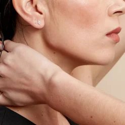 Boucles D'oreilles Puces Astre Precieux Argent Blanc Oxyde-Histoire d'Or Hot