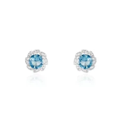 Boucles D'oreilles Puces Argent Blanc Clover Verre Oxydes De Zirconium-Histoire d'Or Hot