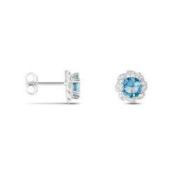 Boucles D'oreilles Puces Argent Blanc Clover Verre Oxydes De Zirconium-Histoire d'Or Hot