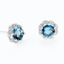 Boucles D'oreilles Puces Argent Blanc Clover Verre Oxydes De Zirconium-Histoire d'Or Hot