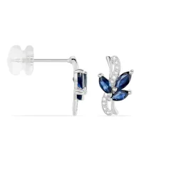 Boucles D'oreilles Puces Angie Or Blanc Saphir Et Diamant-Histoire d'Or Hot