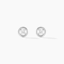 Boucles D'oreilles Puces Argent Blanc Laureto Oxydes De Zirconium-Histoire d'Or Sale