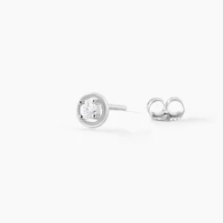 Boucles D'oreilles Puces Argent Blanc Laureto Oxydes De Zirconium-Histoire d'Or Sale