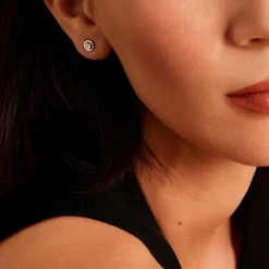 Boucles D'oreilles Puces Argent Blanc Laureto Oxydes De Zirconium-Histoire d'Or Sale