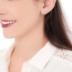 Boucles D'oreilles Puces Albanne Argent Blanc-Histoire d'Or Online