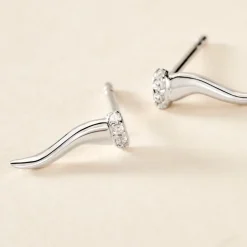 Boucles D'oreilles Puces Amalthee Argent Blanc Oxyde De Zirconium-Histoire d'Or Sale