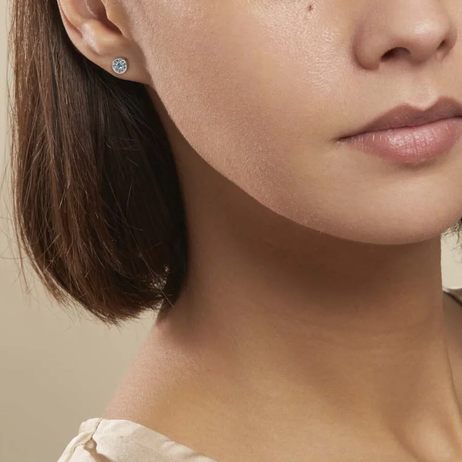 Histoire d'Or Boucles D'oreilles Puces Auxana Argent Blanc Oxyde De Zirconium