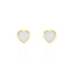 Boucles D'oreilles Puces Azalea C艙ur Or Jaune Nacre-Histoire d'Or Hot