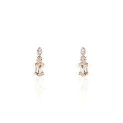 Histoire d'Or Boucles D'oreilles Puces Antonia Or Rose Morganite Et Diamant