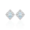 Histoire d'Or Boucles D'oreilles Puces Amance Or Blanc Topaze Et Oxyde De Zirconium
