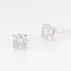 Boucles D'oreilles Puces Artemis Or Blanc Diamant-Histoire d'Or