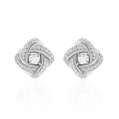 Boucles D'oreilles Puces Anasthase Argent Blanc Oxyde De Zirconium-Histoire d'Or Clearance