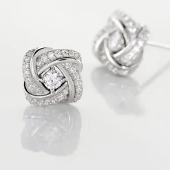 Boucles D'oreilles Puces Anasthase Argent Blanc Oxyde De Zirconium-Histoire d'Or Clearance